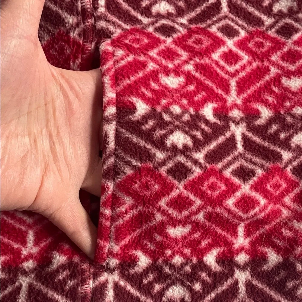 CJ Banks Red and White Geometric Vest
